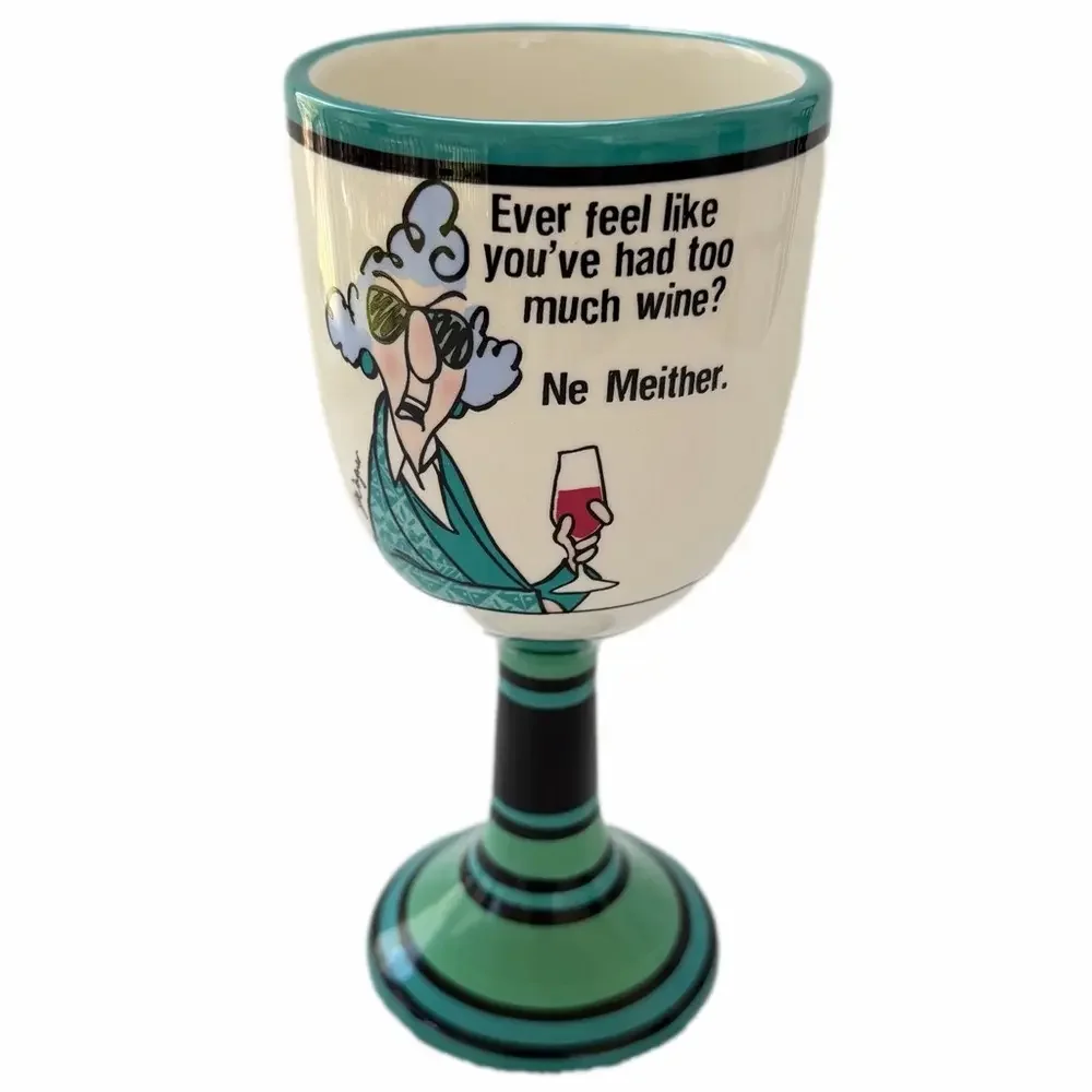 Hallmark Maxine Ceramic Goblet Wine Glass Girls Night Book Club Whimsical Funny